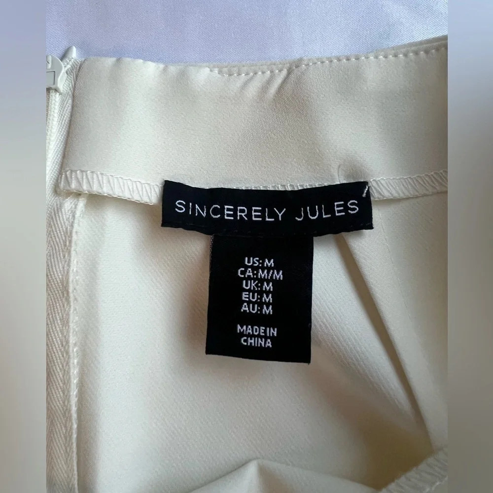 Sincerely Jules Ivory White Rhinestone Fringe Mini Skirt Medium
